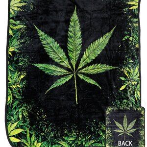 Leaf Garden Blanket ~ Cannabis ~ Marijuana ~ 50" x 60" ~ Super Soft ~ Brand New!